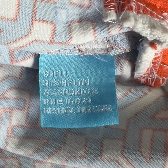 J. McLaughlin Catalina Cloth Tunic Size M Nylon Blue Orange Geometric Buttons. - Picture 7 of 7